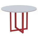 Ver imagem 1 de Mesa de Reunião Redonda P25 Pandin 110 Cm (largura) Tampo Mdp Cinza Pé Aço Tubular Vermelho