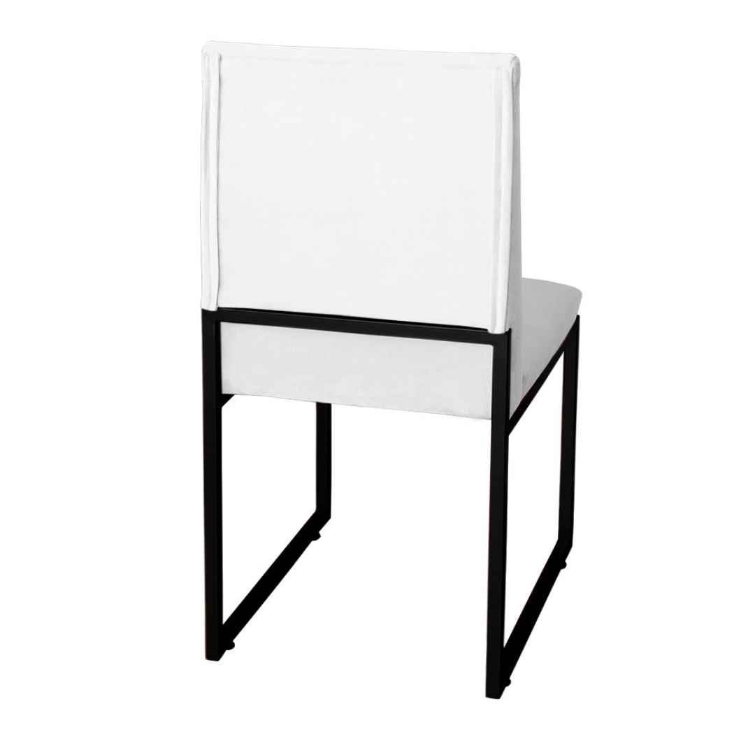 Cadeira Para Sala de Jantar Trendy Base Metálica Preto Corino Branco - Móveis Mafer - 3