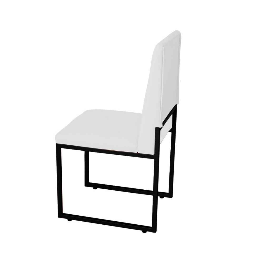 Cadeira Para Sala de Jantar Trendy Base Metálica Preto Corino Branco - Móveis Mafer - 2