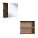 Ver imagem 6 de Kit Banheiro Gabinete com Cuba e Armário Suspenso com Espelho 1 Porta 2 Prateleiras Metal e MDP Mel