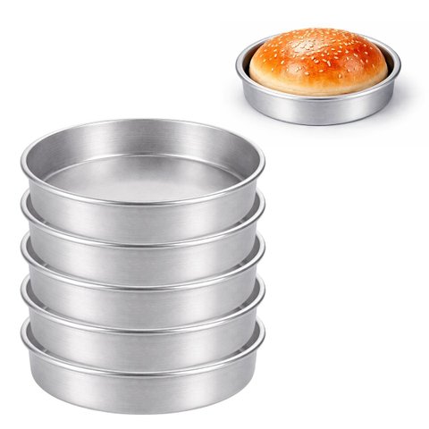 5 Formas para Assar Pão de Hambúrguer em Alumínio 11,5x2,5cm