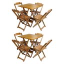 Ver imagem 1 de Kit 2 Jogos De Mesa Com 4 Cadeiras De Madeira Dobravel 60X60 - Mel - Amarelo