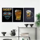 Ver imagem 1 de Kit 3 Quadros Decoração Bar Barbearia Beer Boy 33x24cm - com Vidro:madeira Branca