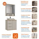 Ver imagem 7 de Conjunto de Banheiro Completo com Gabinete, Cuba e Espelheira 57cm Belfast Bege/Nude