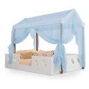 Ver imagem 3 de Cama Casinha Montessoriana Isa em MDF + Voal Azul para Quarto Infantil - Branco