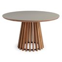 Ver imagem 1 de Mesa de Jantar Michigan 4 Lugares Redonda Tampo Vidro 130cm Amadeirado Espaço Casa & Jardim