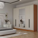 Ver imagem 3 de Guarda-Roupa Lorient 6 Portas 4 Gavetas com Espelho Freijó/Creme - Panorama Móveis