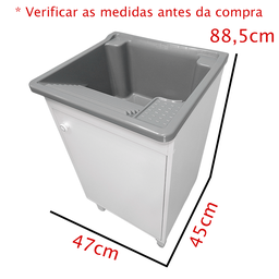 Tanque 26l com Gabinete 46cm 1 Porta + Sifão Entregue Montado - 4