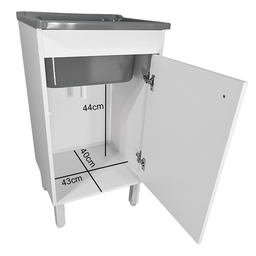 Tanque 26l com Gabinete 46cm 1 Porta + Sifão Entregue Montado - 3