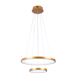 Lustre Pendente Moderno 2 Anéis 20 e 40cm Arco Ring Led 29w 6500k:dourado - Luz Branca Fria 6500k - 1