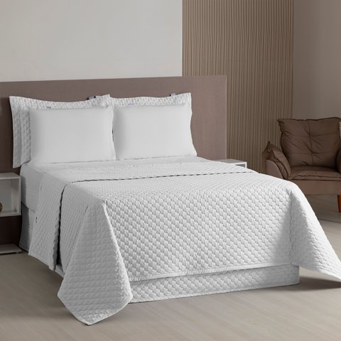 Kit 4 Pçs Cobre Leito Avulso Casal Padrão Profissional Acordes Hotelaria Micropercal 160 Fios: Branc