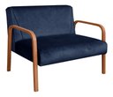 Ver imagem 1 de Sofá 2 Lugares Anita Namoradeira Braço Madeira - Suede Azul Marinho