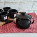 Ver imagem 2 de Açucareiro Esmaltado Ágata 239ml Porta Açúcar com Tampa e Alças Laterais Preto