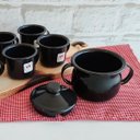 Ver imagem 4 de Açucareiro Esmaltado Ágata 239ml Porta Açúcar com Tampa e Alças Laterais Preto