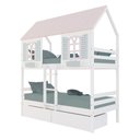 Ver imagem 2 de Beliche Casinha Bela com 2 Gavetas - Madeira Maciça Branco/rosa/verde | Housin