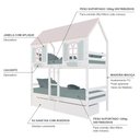 Ver imagem 5 de Beliche Casinha Bela com 2 Gavetas - Madeira Maciça Branco/rosa/verde | Housin