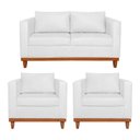 Ver imagem 2 de Kit Sofá 2 e 3 Lugares e 2 Poltronas Europa 180 Cm Suede - Amarena Móveis Branco