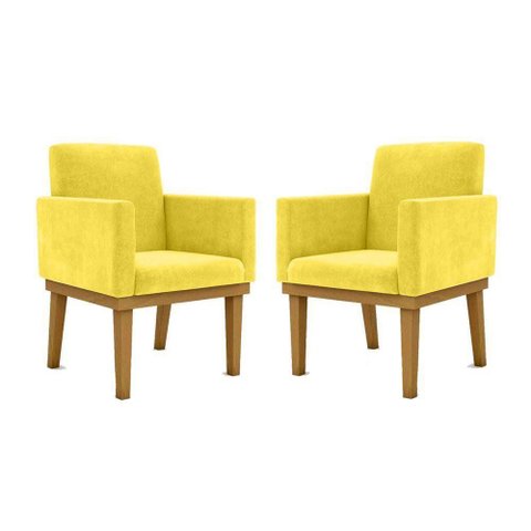 Kit 02 Cadeiras C/base Mesa/estudos Poltrona Amarelo
