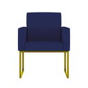 Ver imagem 6 de Kit Sofá 2 Lugares + 2 Poltronas Recepção Sala Base Dourada Cor:azul Marinho Azul Marinho