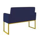 Ver imagem 2 de Kit Sofá 2 Lugares + 2 Poltronas Recepção Sala Base Dourada Cor:azul Marinho Azul Marinho