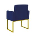 Ver imagem 5 de Kit Sofá 2 Lugares + 2 Poltronas Recepção Sala Base Dourada Cor:azul Marinho Azul Marinho