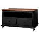 Ver imagem 1 de Rack Tv 2 Gavetas Nicho e Tampo de Madeira 502 Laca Preta