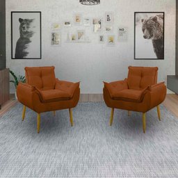 Kit 2 Poltrona Decorativa Sala de Estar Escritório Quarto Prime Cor: Terracota - 5