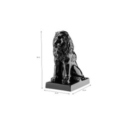 Escultura Leão Sentado com Base Luxo Decoração 30 Cm:preto Brilho - 2