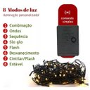 Ver imagem 4 de Kit C/3 Pisca Pisca Luz de Natal 100 Led 8 Funções 10mt Colorido