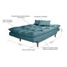 Sofá Cama Casal 3 Lugares Andorra Suede Azul Turquesa 362 Império Estofados - 7