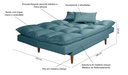 Ver imagem 7 de Sofá Cama Casal 3 Lugares Andorra Suede Azul Turquesa 362 Império Estofados