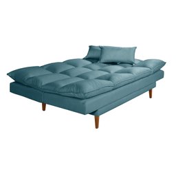 Sofá Cama Casal 3 Lugares Andorra Suede Azul Turquesa 362 Império Estofados - 6