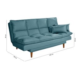 Sofá Cama Casal 3 Lugares Andorra Suede Azul Turquesa 362 Império Estofados - 3