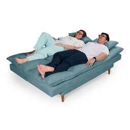 Sofá Cama Casal 3 Lugares Andorra Suede Azul Turquesa 362 Império Estofados - 2