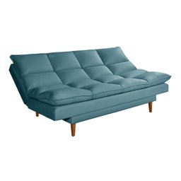 Sofá Cama Casal 3 Lugares Andorra Suede Azul Turquesa 362 Império Estofados - 5