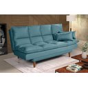 Ver imagem 1 de Sofá Cama Casal 3 Lugares Andorra Suede Azul Turquesa 362 Império Estofados