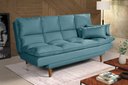 Ver imagem 1 de Sofá Cama Casal 3 Lugares Andorra Suede Azul Turquesa 362 Império Estofados