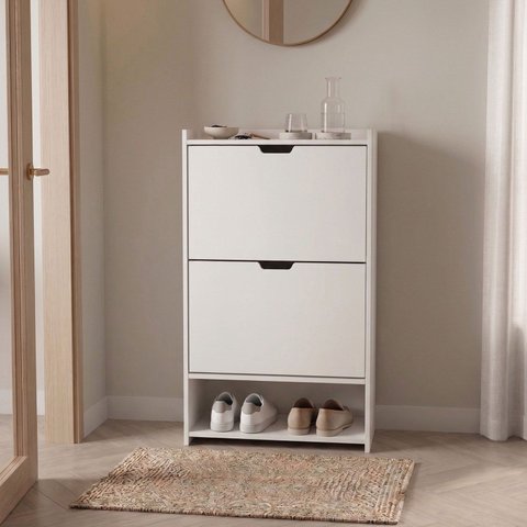 Sapateira Malu com 2 Portas Basculantes Branco