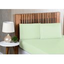 Ver imagem 1 de Jogo de Lençol King Size 3 Peças 100% Algodão Percal 200 Fios com Acabamento em Ponto Palito Verde