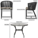 Ver imagem 2 de Mesa com 6 Cadeiras de Jantar Roma 120cm e Noronha em Alumínio Preto Corda Náutica Estofado 6 Trama