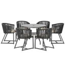 Ver imagem 1 de Mesa com 6 Cadeiras de Jantar Roma 120cm e Noronha em Alumínio Preto Corda Náutica Estofado 6 Trama