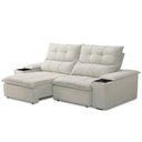 Ver imagem 1 de Sofá Retrátil Reclinável Living 210cm Ártico F04 Veludo Bege
