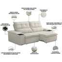 Ver imagem 4 de Sofá Retrátil Reclinável Living 210cm Ártico F04 Veludo Bege