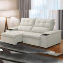 Ver imagem 6 de Sofá Retrátil Reclinável Living 210cm Ártico F04 Veludo Bege
