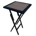 Ver imagem 2 de Kit 2 Mesas Bistro Dobrável Industrial em Ferro Preto e Tampo Amadeirado 50x50cm em Mdf