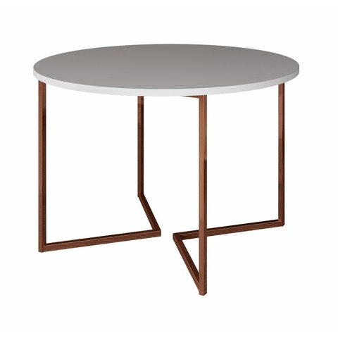 Mesa de Jantar Industrial Base De Ferro Cobre em V Tampo 110 Branco