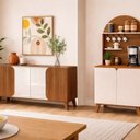 Ver imagem 1 de Conjunto Sala de Estar Buffet Elegance e Cantinho do Café Viena Marrom Cedro/Off White