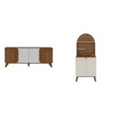 Ver imagem 2 de Conjunto Sala de Estar Buffet Elegance e Cantinho do Café Viena Marrom Cedro/Off White