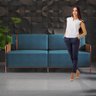 Sofá 3 Lugares 200cm Living M08 Mais Decor Cobre/linho Jeans Azul - 9