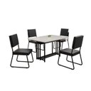 Ver imagem 2 de Conjunto Sala de Jantar Mesa 120x90cm Base Pérola Tampo MDF Laca com Vidro Napoli Preto
